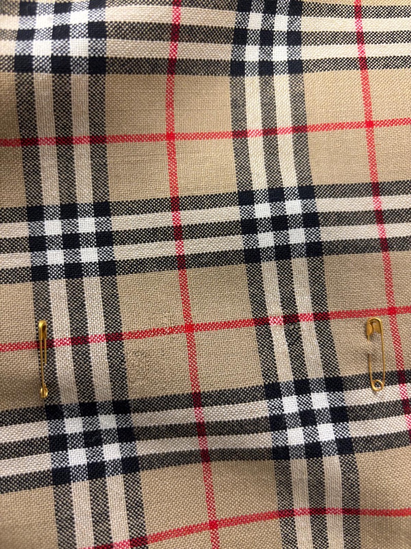 Burberry check fabric after invisible repair